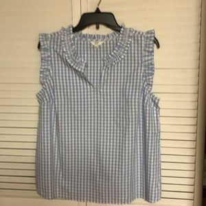 Cute blue gingham sleeveless shirt